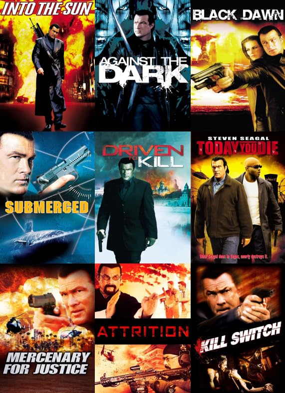 Steven Seagal 9-Movie Ultimate Action Collection [DVD]: Against the Dark / Black Dawn / Into the Sun / Submerged / Attrition / Driven to Kill / Kill Switch / Mercenary for Justice / Today You Die