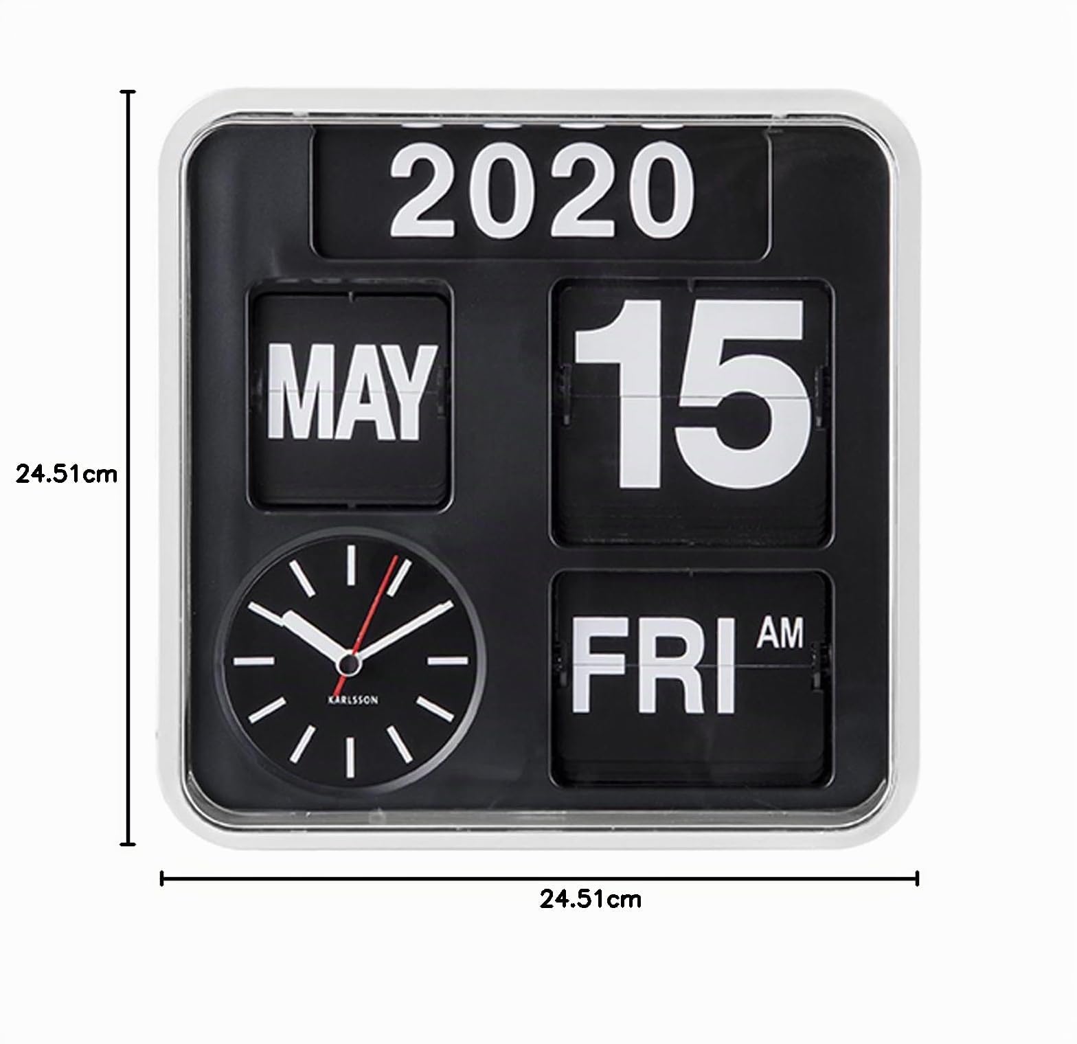 Karlsson - Reloj de Paletas de Pared Pequeño con Función de Calendario, Blanco