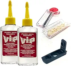 2 Fluído Vip 60ml cada + Pedra (6), Pavio (10cm) e Vedação (1) kit para Isqueiros recarregável classicos, tipo flip