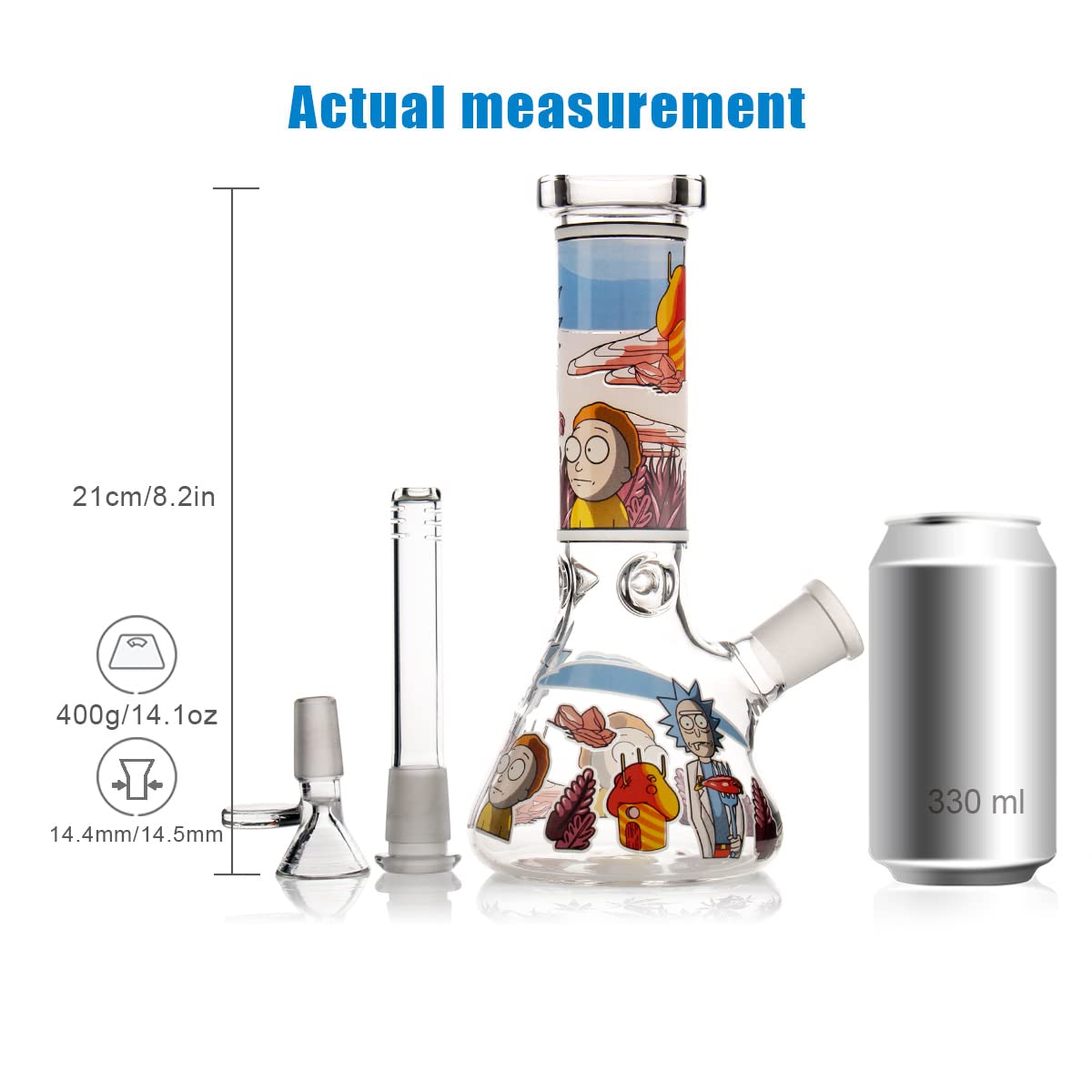 Mimi Bong Glasbong Pfeife Wasserbongs f¨¹r Rauchen Bong Bowl 14,5 mm Hoch 16,5 cm 250 g Recycling Tornado Filter Glas Wasserbong Wasserbong Hookah Rot Bongs (Mini Glasbong)