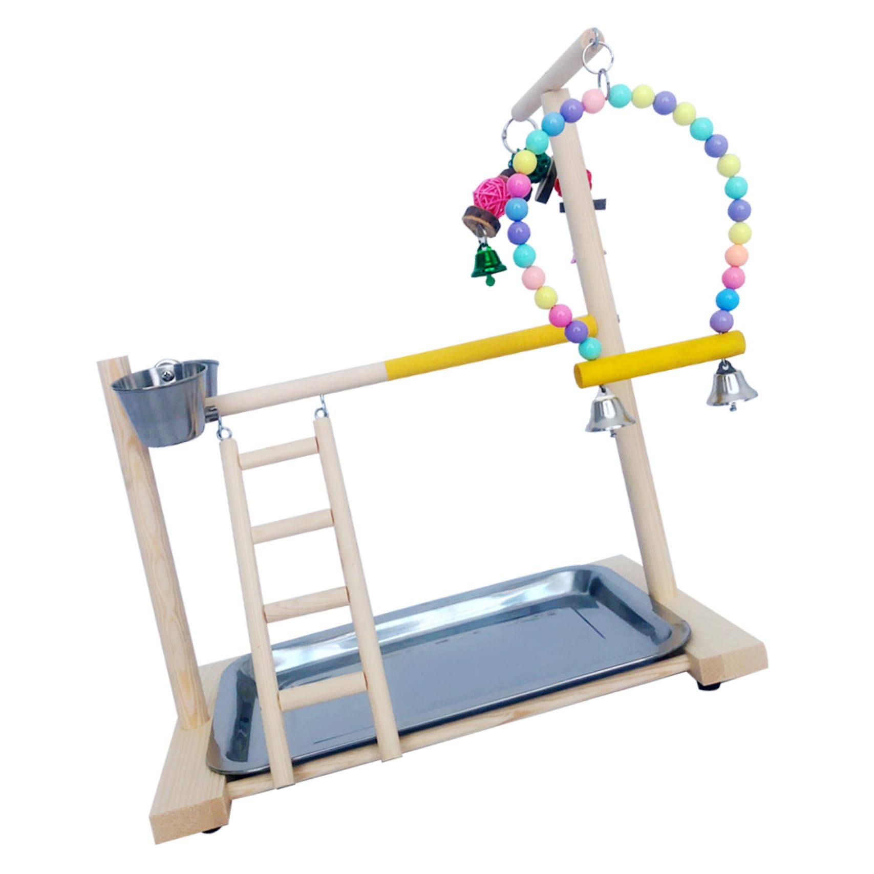 DOITOOL 1juego Parrot Playing Stand Toy para Entrenamiento De Aves De Madera Natural y Divertido para Interacción Casa y Tiendas De
