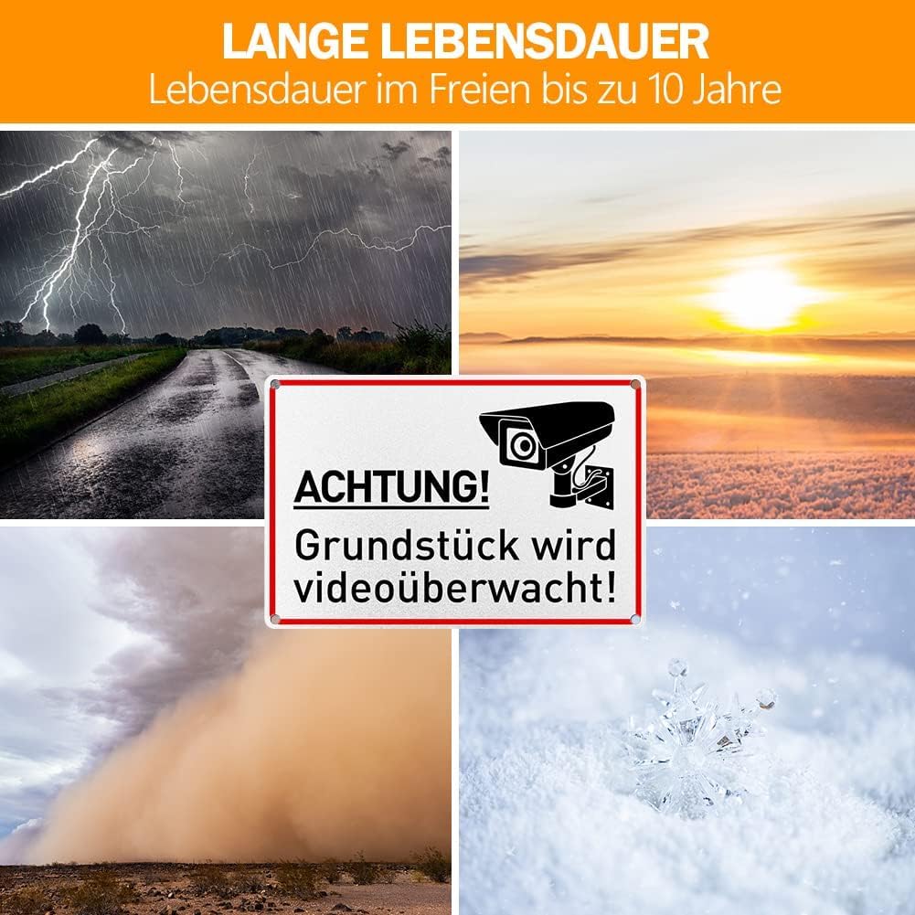 Videoüberwachung Warnschild – 20x30cm, 3mm Hartschaum, Wetterfest, Deutschsprachig „Dieses Gelände Wird Videoüberwacht“