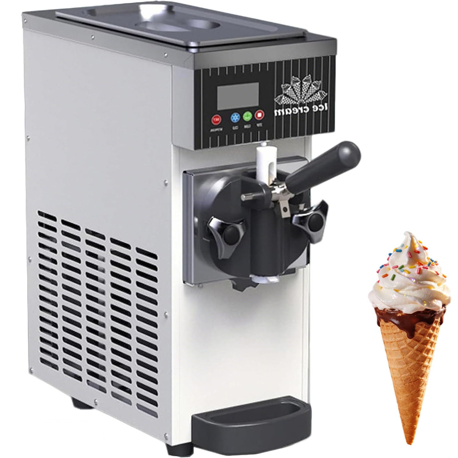 Macchina per Gelato a Testa Singola, Macchina per Granita Italiana da banco in Acciaio Inox, Macchina per Granita Italiana Professionale per ristoranti, Negozi e Snack Bar off-White