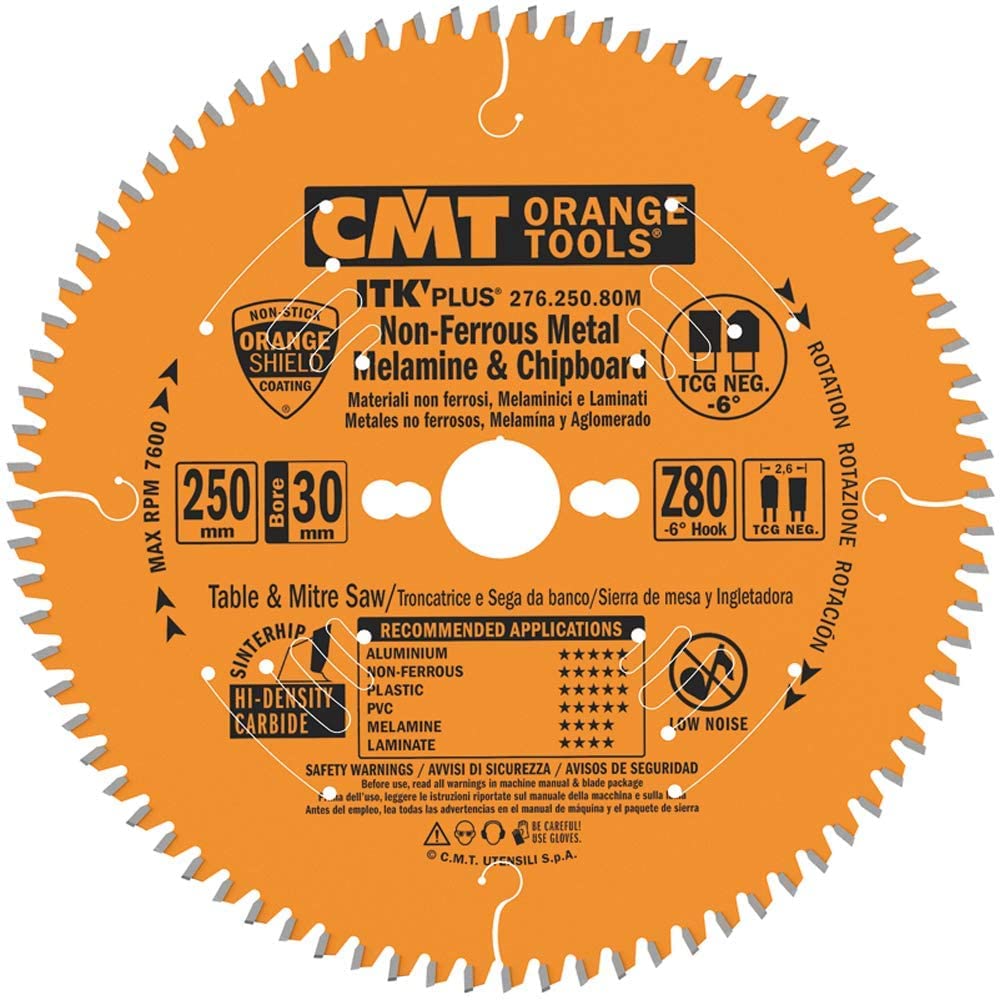 Cmt Orange Tools Orange Cmt 276.250.80M - Itk Saw Blade For Aluminium Hw 250X2.6/1.8X30 Z80 Tcg N
