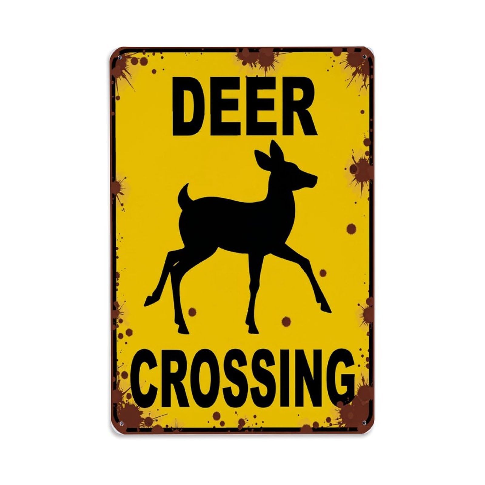 Enderetf Vintage Deer Crossing Sign Pattern Print Tin Sign Metal Poster, Home Bar Garage Man Cave Cafe Indoor & Outdoor Wall Decoration 8X12inches