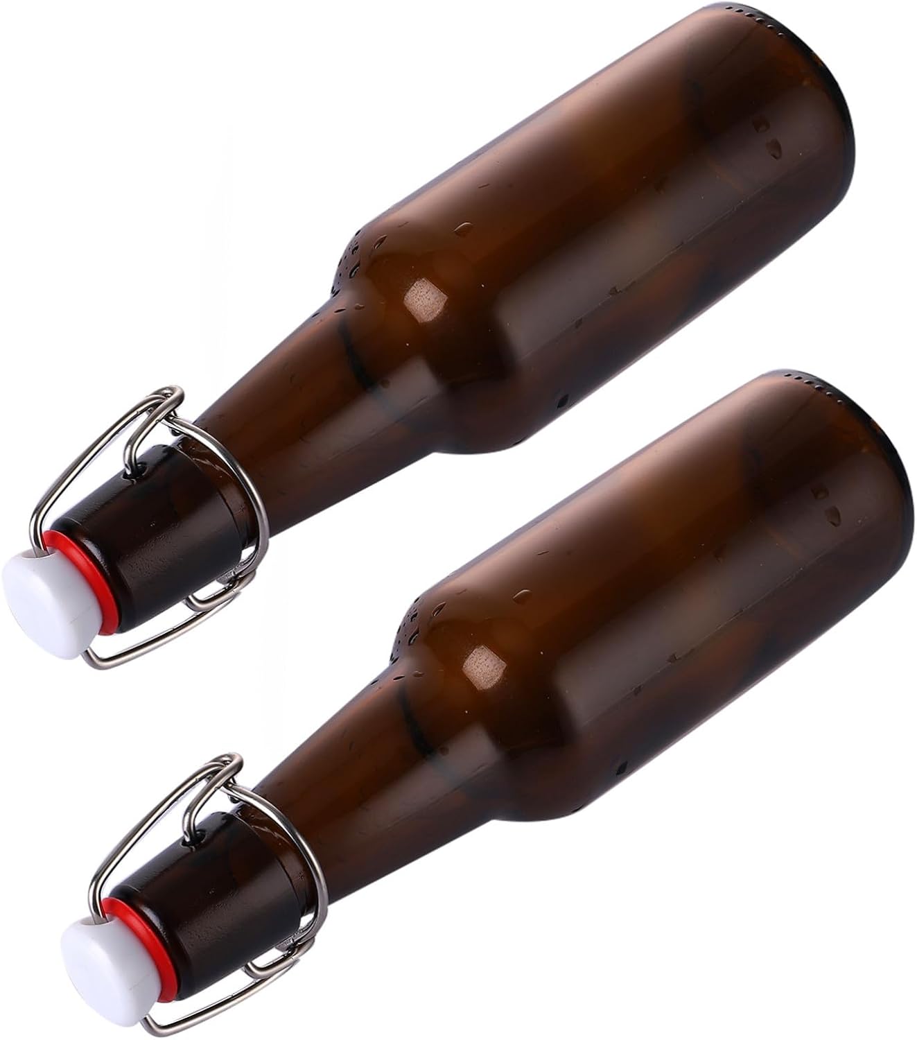 VANZACK 2 Pcs 500ml Brown Glass Buckle Bottles with Sealed Lids, Anti-leak Juice and Beer Storage Containers for Home Brewing and Kitchen Use