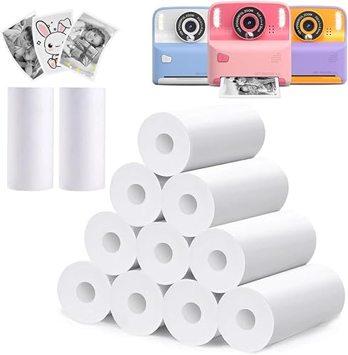 12 rollos de papel de impresión térmica, compatible con cámaras de impresión instantánea para niños, múltiples marcas (12 rollos de papel, negro y