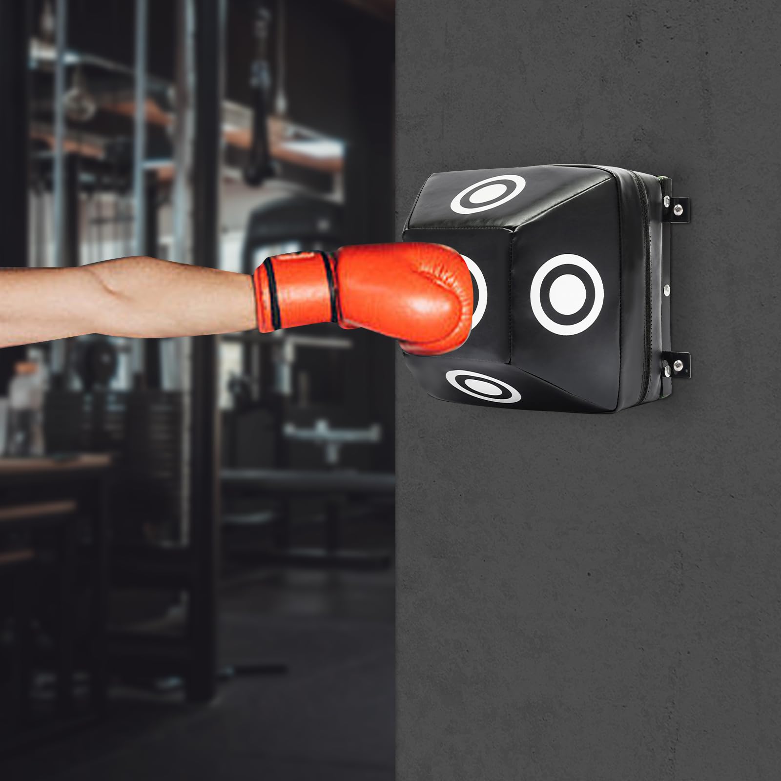 Wall Mount Training Bag, Wall Mounted Boxing Bag for Uppercuts, Straight Combinations, Angle Punching Bag, Punching Bag, Heavy Boxing Wall Target for Adults (11.81x11.81x9.84inch)