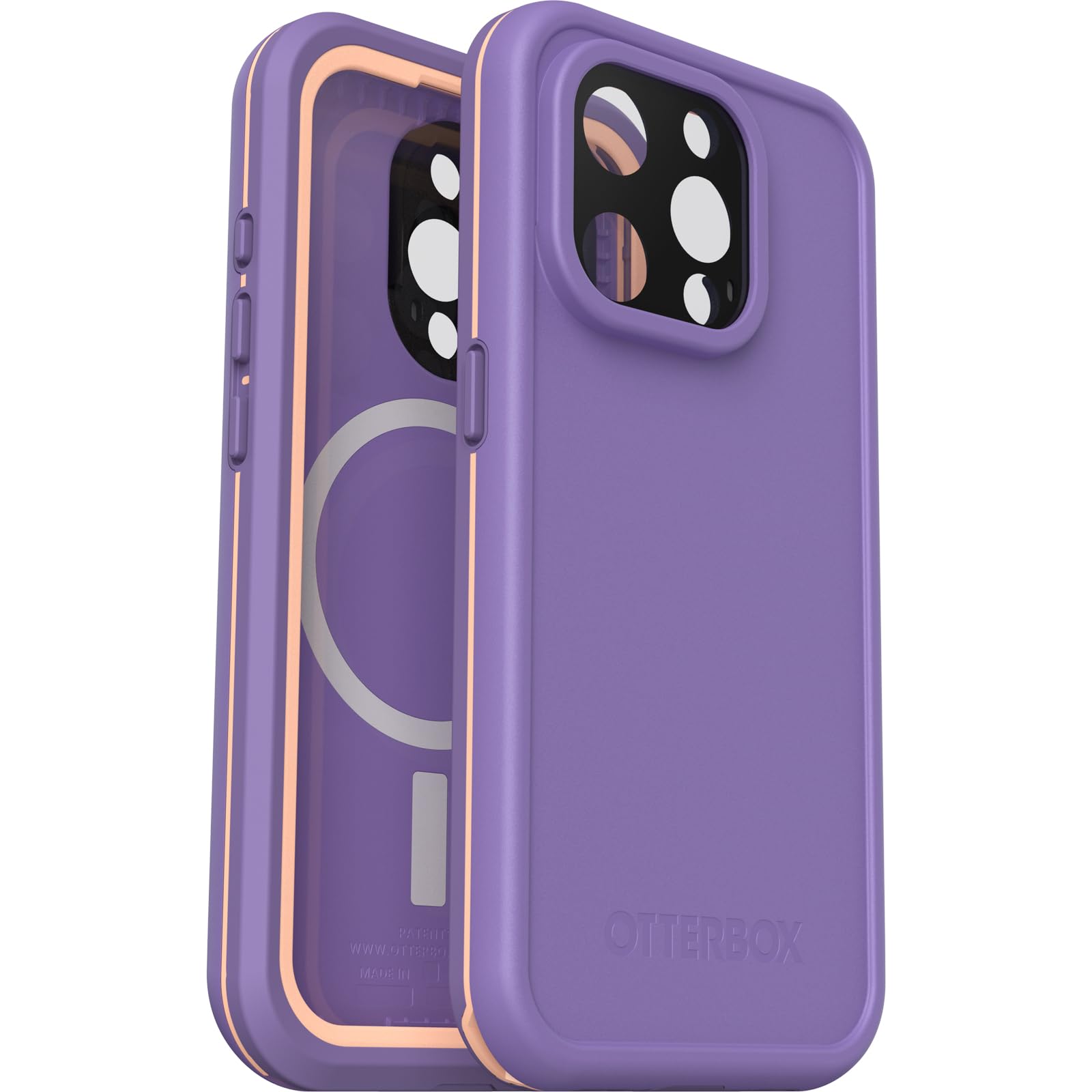 OtterBox Handyhülle FRĒ-Serie nur für iPhone 15 Pro, wasserdicht, mit MagSafe (entworfen von LifeProof), 60% recycelter Kunststoff, schlank und stylisch, Rule of Plum (Violett)