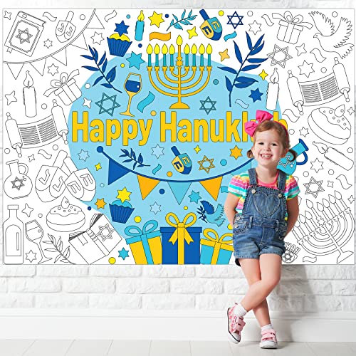 Image of Hanukkah Coloring Books for Kids Giant Coloring Poster Chanukah Large Coloring Tablecloth Huge Holiday Coloring Table Cover for Boys Girls Classroom Home Party Supplies Favor 31.4 x 43.3 Inch