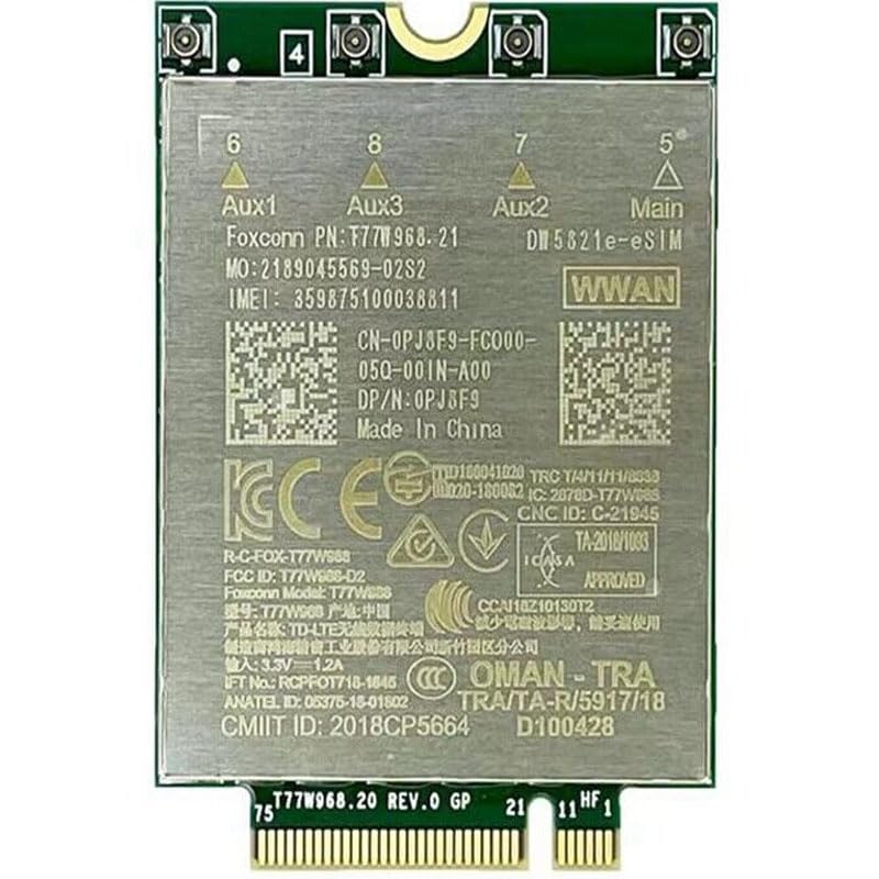 Foxconn T77W968 DW5821e eSIM Cat16 M.2 4G module for DELLs Latitude 7400 7400
