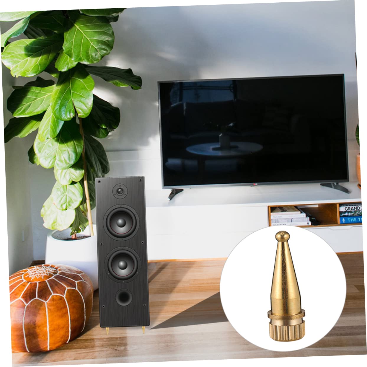 Uonlytech 8pcs Copper Speaker Feet Spikes Shockproof Stand Base for Speakers Amplifiers Turntables Stabilizes Easy Installation Compact Design