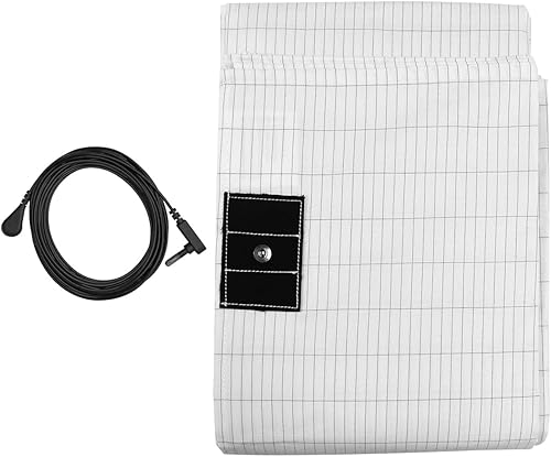 Hoja de tierra con cable de conexión a tierra de 15 pies, sábana encimera de fibra plateada al 5% para mejorar el sueño, reduce la inflamación del