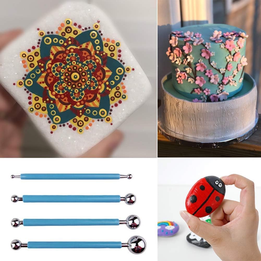 PIXORA Mandala Dotting Tools Set, 17 Pieces, Multicolor, with Stencils Templates Brushes and Paint Tray for Nail Art, Rock Painting, Drawing, Kids Crafts 2