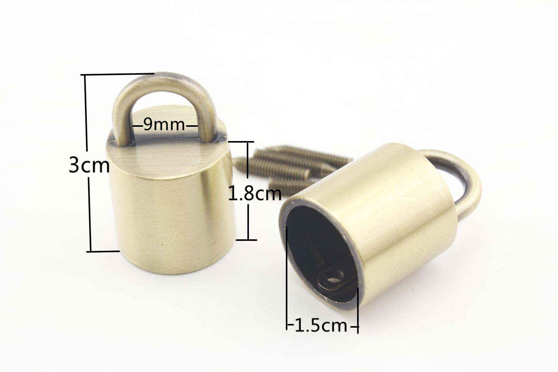 3dancraftit Heavy Duty zinc alloying Tassel Keychain Rope Cord end caps Stopper with Ring for Bag Purse Handles 9/16