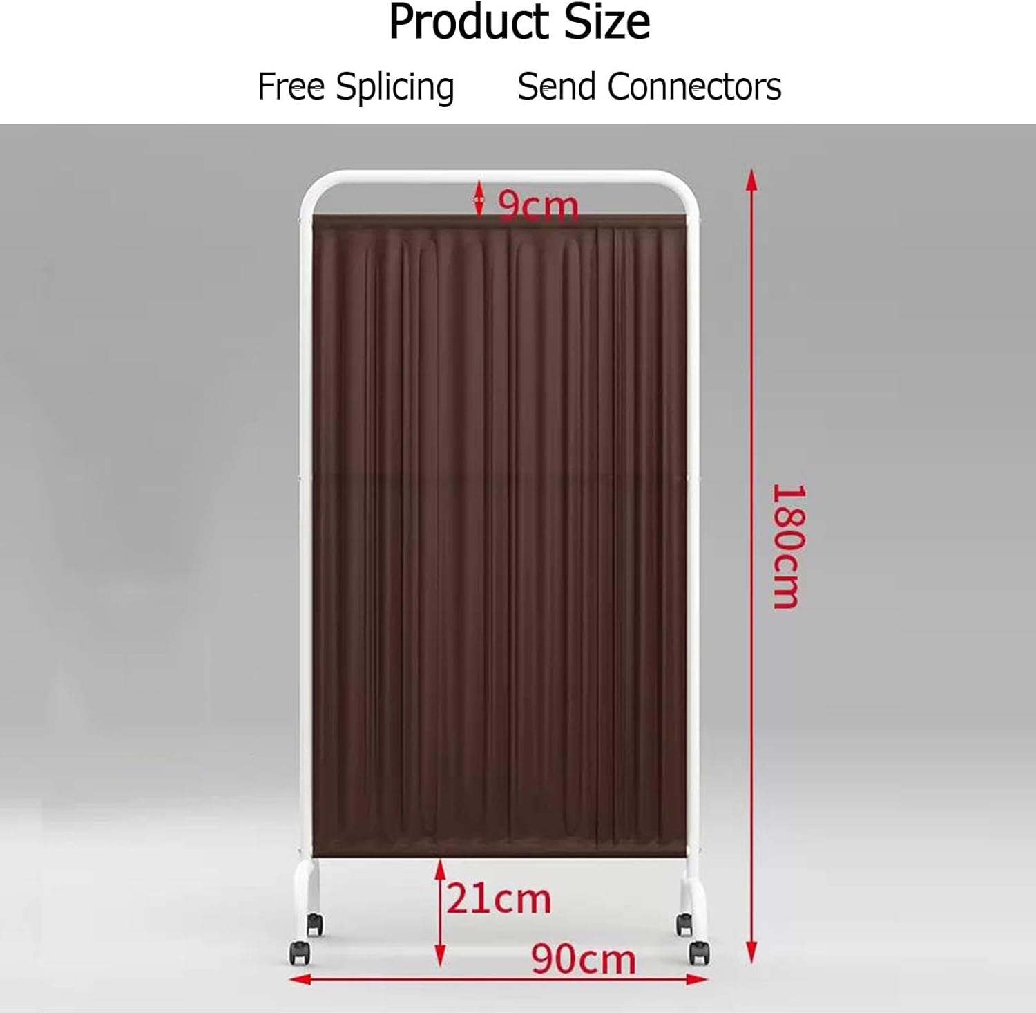 Folding Rolling Privacy Screen,1 5 Panels Portable Medical Privacy Screen,6ft High Room Divider with Wheel for Clinic Office Beauty Salon (Brown 4)