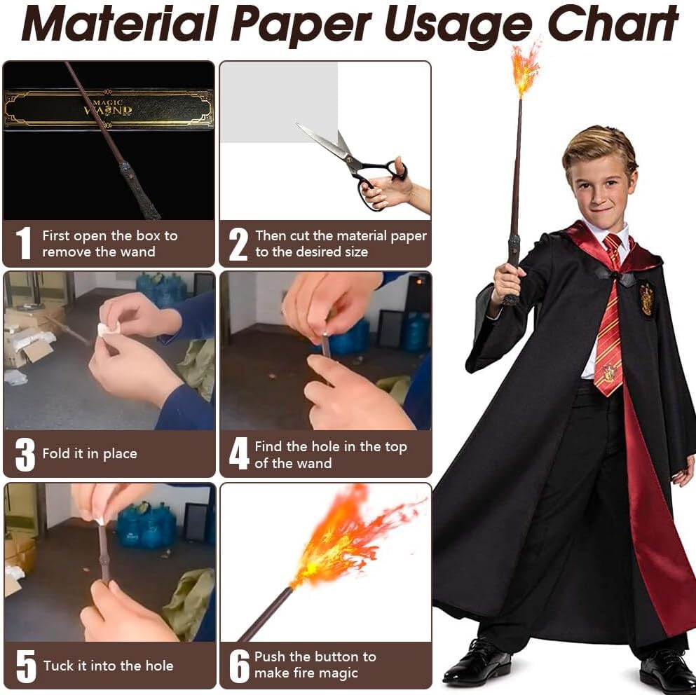 Image of Wizard Magic Wand 17 Inch Premium Metal Core LED Fireball Wand for Kids Adults Cosplay Halloween Birthday Party Collectible Roleplay Toy