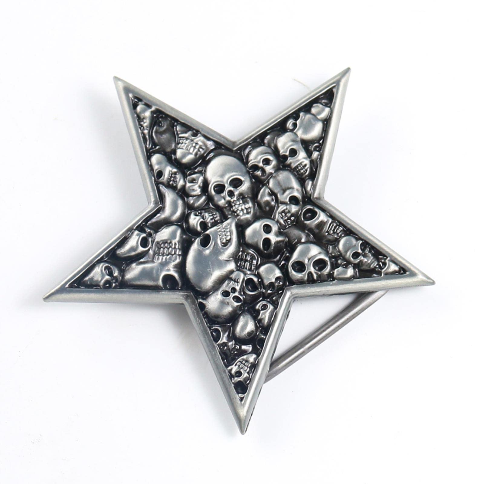 Lpok Men's Default Star Shape Buckle Skull Belt Buckles For Metal Belt Buckle Western Cowboy Accessories Fit 4Cm Width Belt-,A