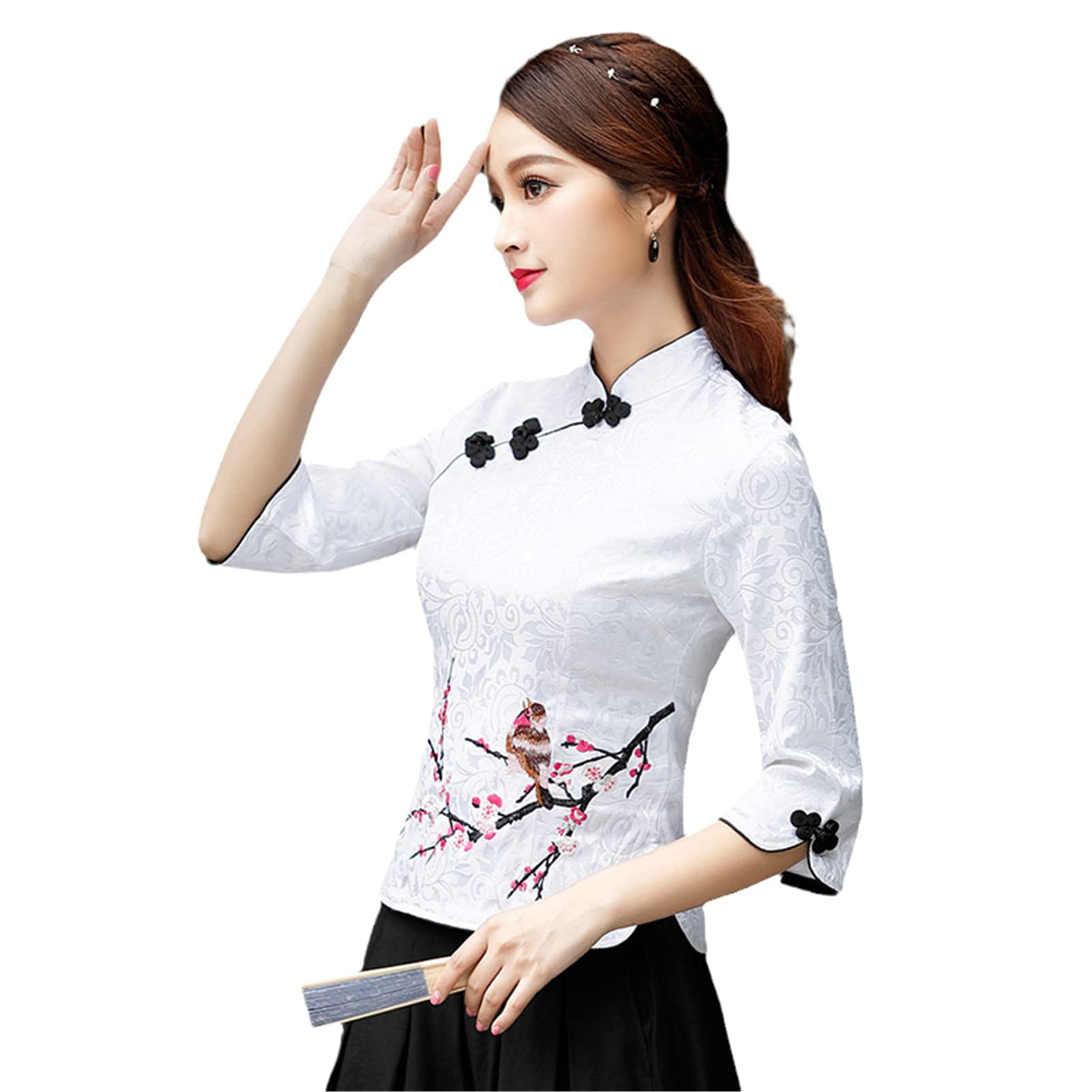 Bluzka damska Vintage Haft Cheongsam Top Slim Eleganckie Chińskie Ubrania Chiny Koszule Tang Garnitur Styl Etniczny