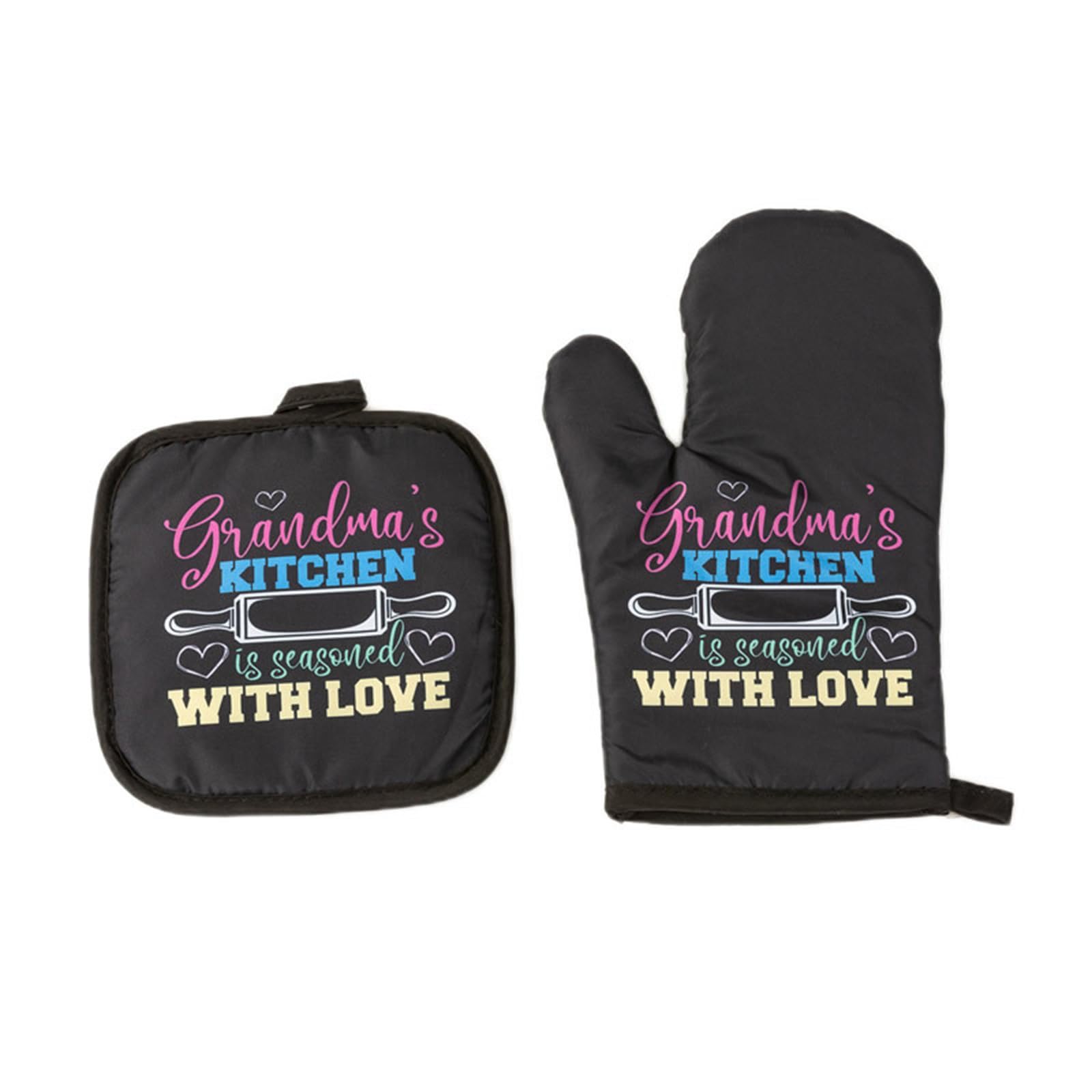 HDOYTXXM Kitchen Microwave Insulation Gloves with Mat Baking Cooking Oven Mitts Enduring Nonslip Kitchen