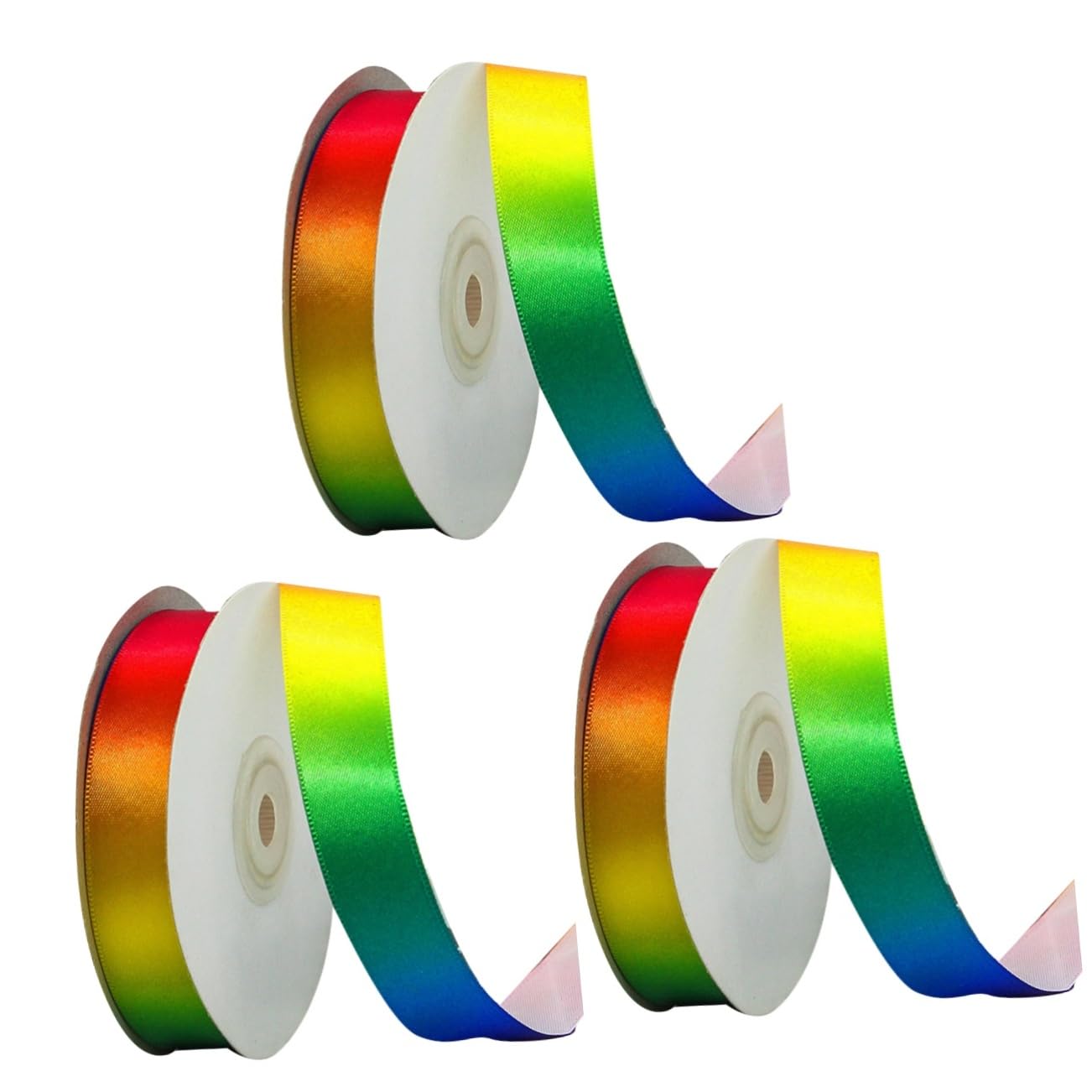 STOBOK 3rollen Bunte Polyester-rollbänder Hochdichte Regenbogen-band Für -geschenkverpackung Lang Breit Für Hochzeiten Geburtstagsfeiern Und Kreative Bastelprojekte