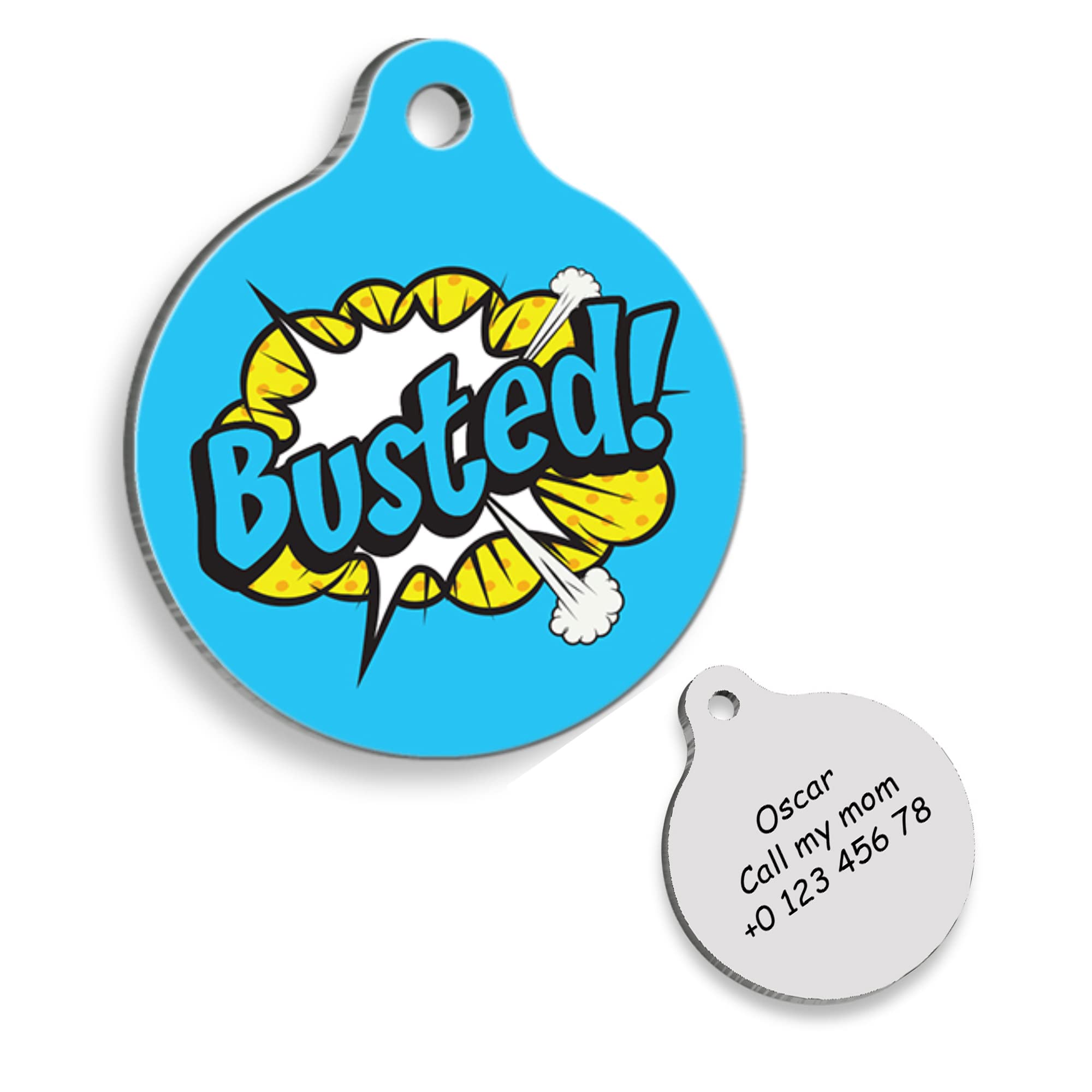 BUSTED Personalized Dog Tag - Custom Name Tag - ID Tag for Dog & Cat - Customized Pet Tags - Dog & Cat Name id Tag - Dog Name Tag - Engraved Dog Tag