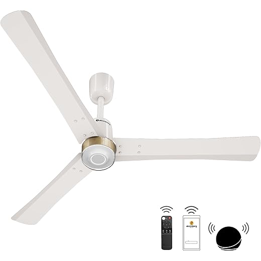 atomberg Renesa Elite Smart 1200mm Voice Enabled BLDC Ceiling Fan with Remote Control | 5 star | High Air Delivery with Moonbeam LED Light | Designer Fan | 3 Year Warranty| Pearl White