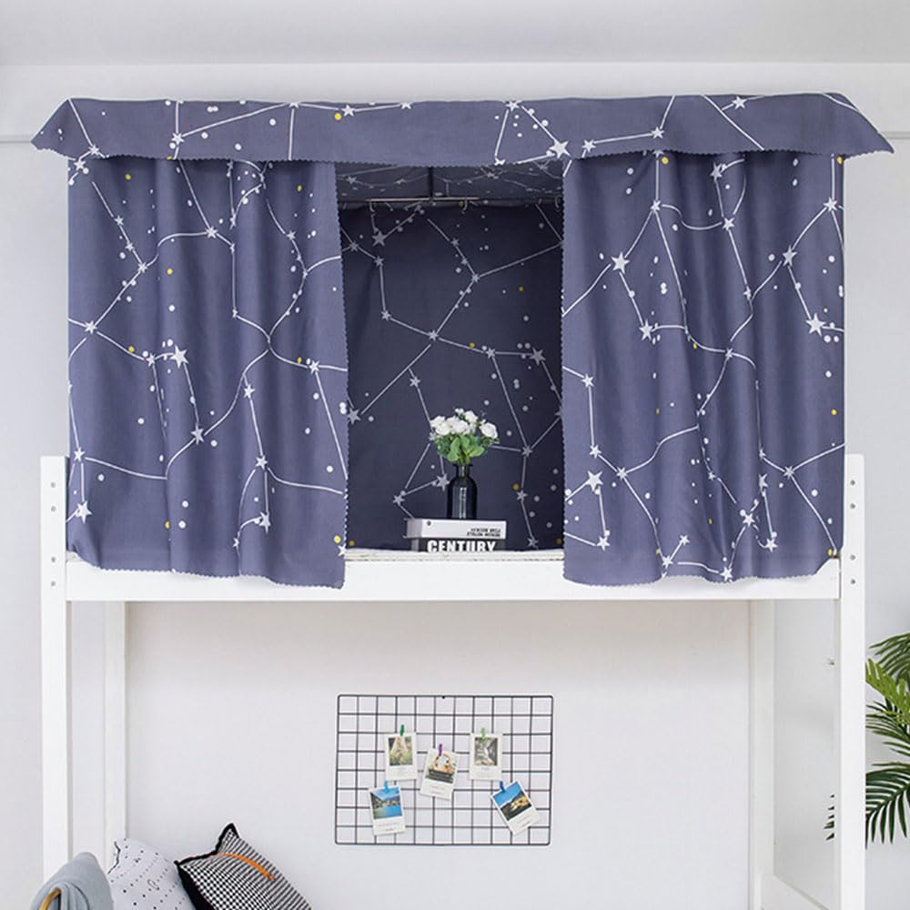 Treer Bettvorhang Für Etagenbett - Blackout & Staubdicht, 1,5x2,2 M, Schwarze Sterne