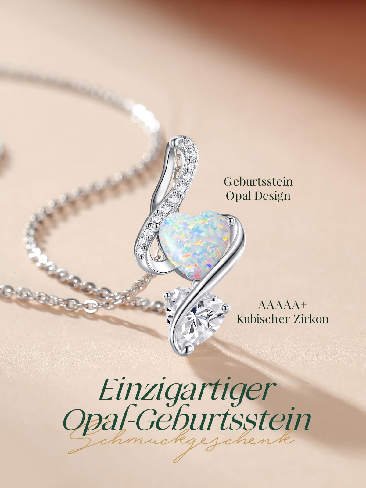 LOUISA SECRET Opal Halskette Unendlichkeits-Doppelherz Halskette 925 Silber | 925 Sterling Silber Kette Damen Brithday Schmuck Geschenk Valentinstag Weihnachtstag Geschenk für Sie Frauen Freundin mama