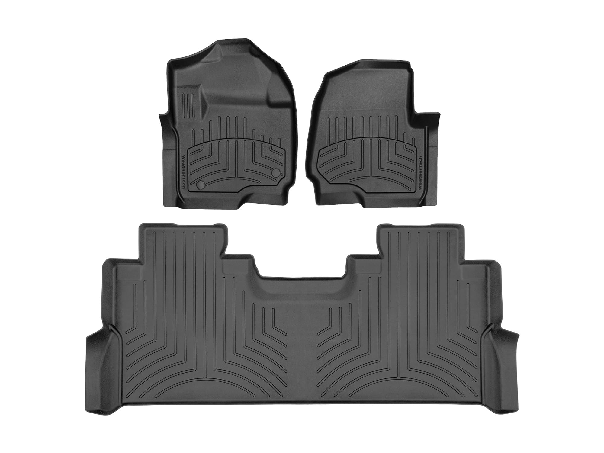 WeatherTech FloorLiner HP Custom Fit Floor Mats for Ford Super Duty (SuperCrew, Bucket Seats) 1st & 2nd Row (441012-1-2IM) W/Fold Flat Storage, Black