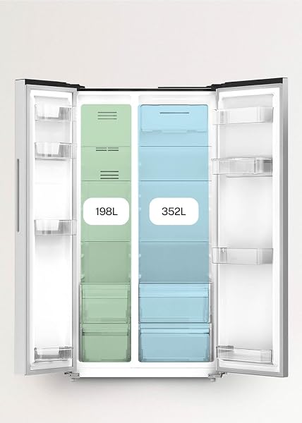 CREATE / FRIDGE STUDIO SIDE BY SIDE 550 / Fridge style Side by side 550L sand / 91 x 70.5 x 178 cm/No frost. holiday mode. antibacterial treatment. touch electronic. 158W - 4