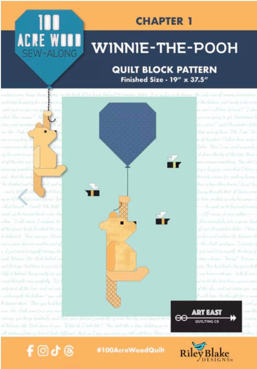 Riley Blake Art East Quilting Co. 100 Acre Wood Pattern Bundle of All 9 Patterns, Easy-to-Follow Instructions for A Stunning Handmade Quilt.