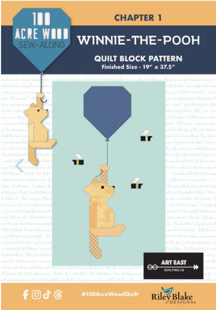Riley Blake Art East Quilting Co. 100 Acre Wood Pattern Bundle of All 9 Patterns, Easy-to-Follow Instructions for A Stunning Handmade Quilt.
