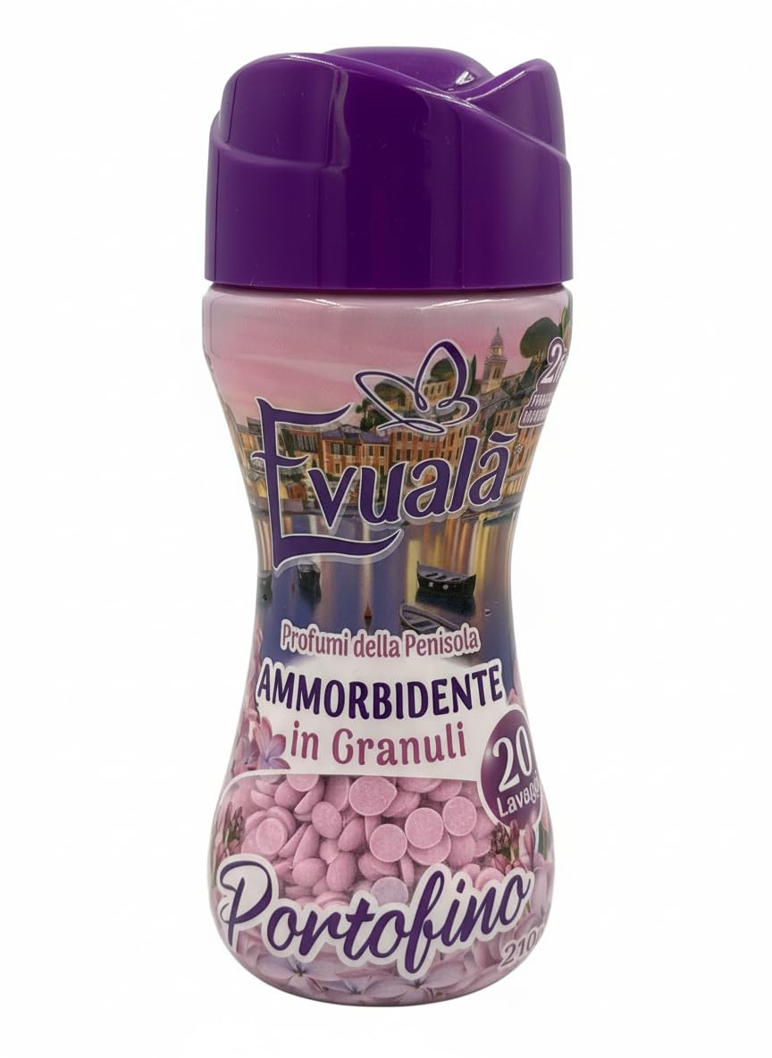 Evualà Ammorbidente in Granuli ProfumoPortofino, Perle Profumate per Lavatrice, 210g, 20 Lavaggi, 3 o 6 Confezioni (210gr x 6, Portofino)
