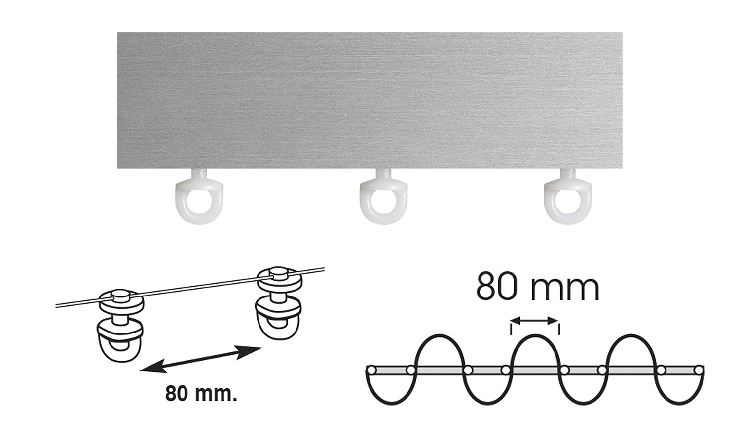 X-PROFILES Binario per Tende a Onde - Installazione a Soffitto con Tappi Terminali da 20 mm - Completo per l’Installazione (Bianco 120 CM)