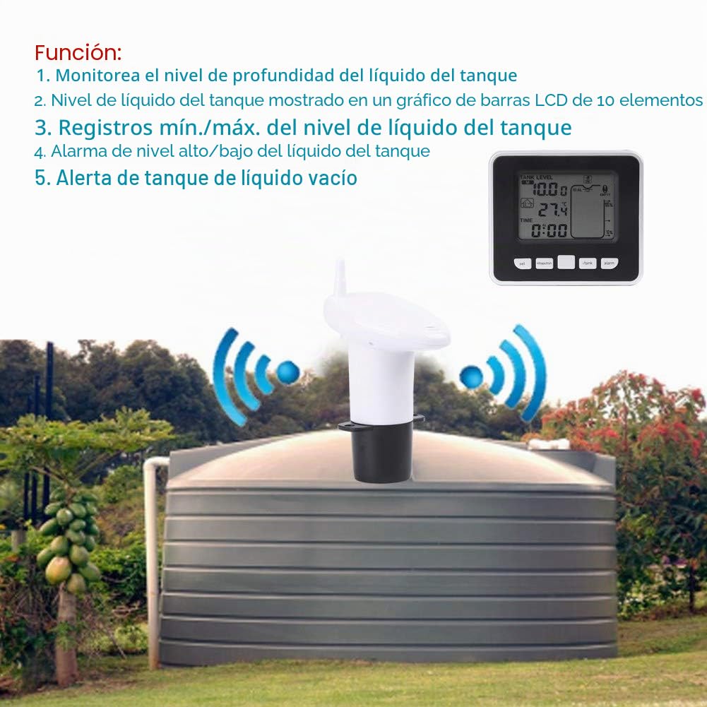 El Tanque de Agua ultrasónico, Sensor de Nivel de líquido Sensor de medidor de Nivel de Profundidad con Pantalla de Temperatura con Pantalla LCD