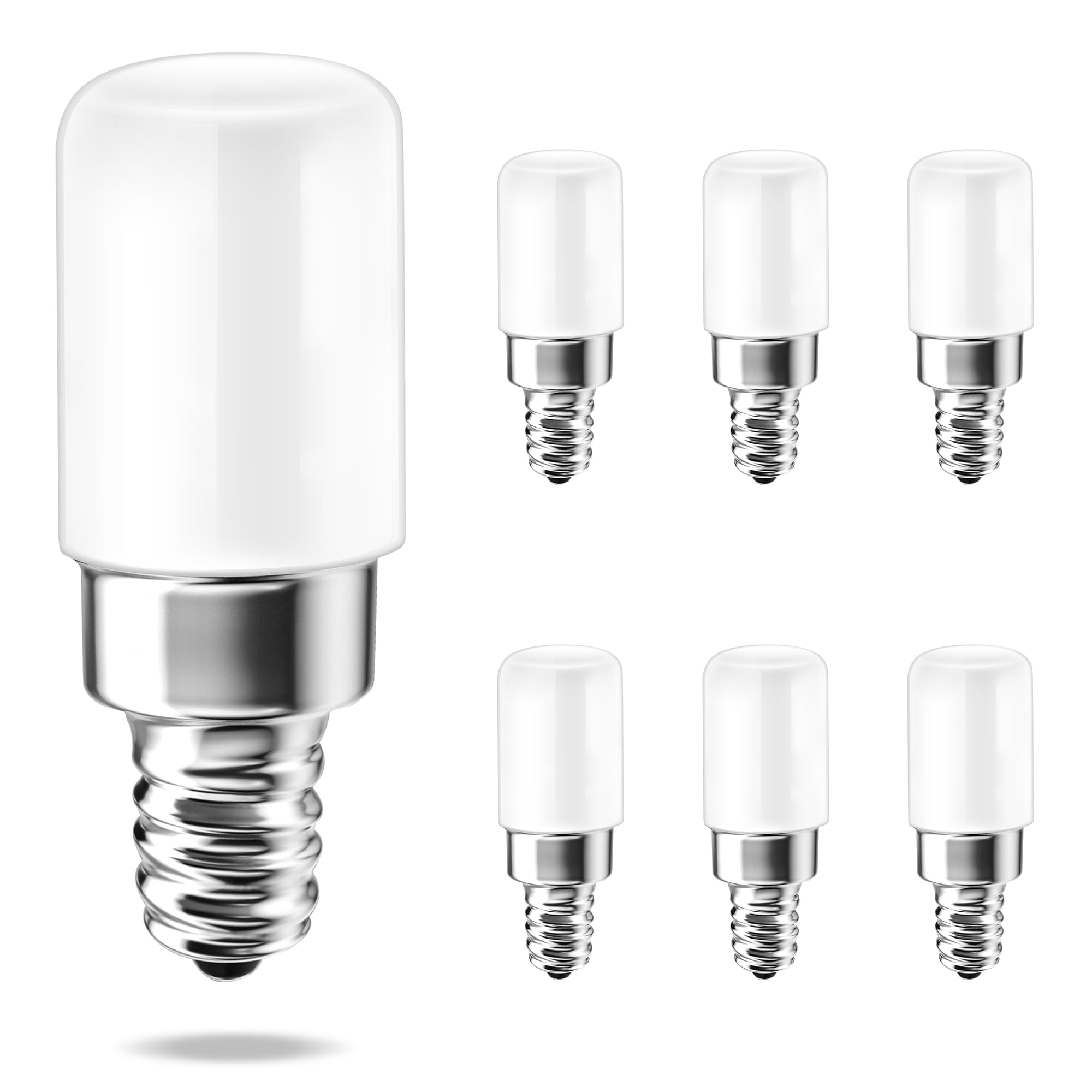 E12 Night Light Bulb, 2W Mini Type B Light Bulb Equivalent 25W, Daylight White 5000K, 120V Edison Screw LED Bulb for Salt Lamp, Chandeliers, Non-Dimmable, 6-Pack