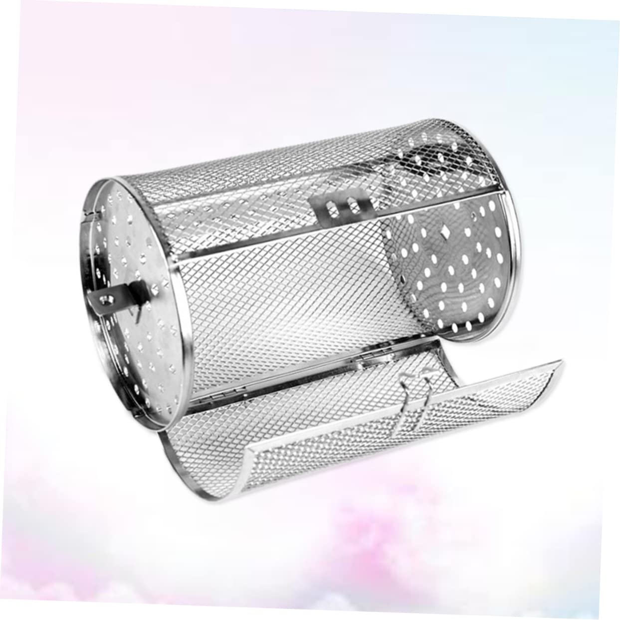 Kisangel Grilling Accessories Rolling Barbecue Cage Electric Roaster Pan Lid Roaster Drum for French Fries Corns