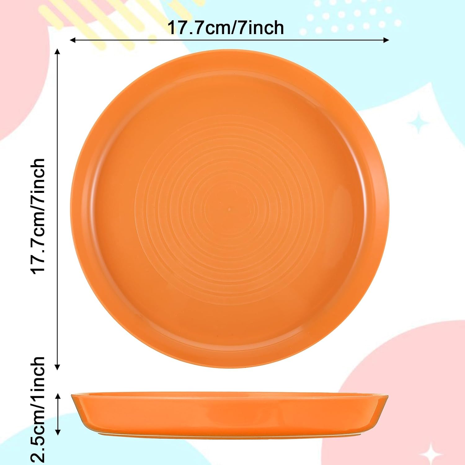 24 Pack Kids Plastic Plates 7 Inch Unbreakable Toddler Dinner Plates Set Plastic Plates Reusable, Microwave & Dishwasher Safe, 6 Vibrant Colors, Stackable for Home, Travel, Parties