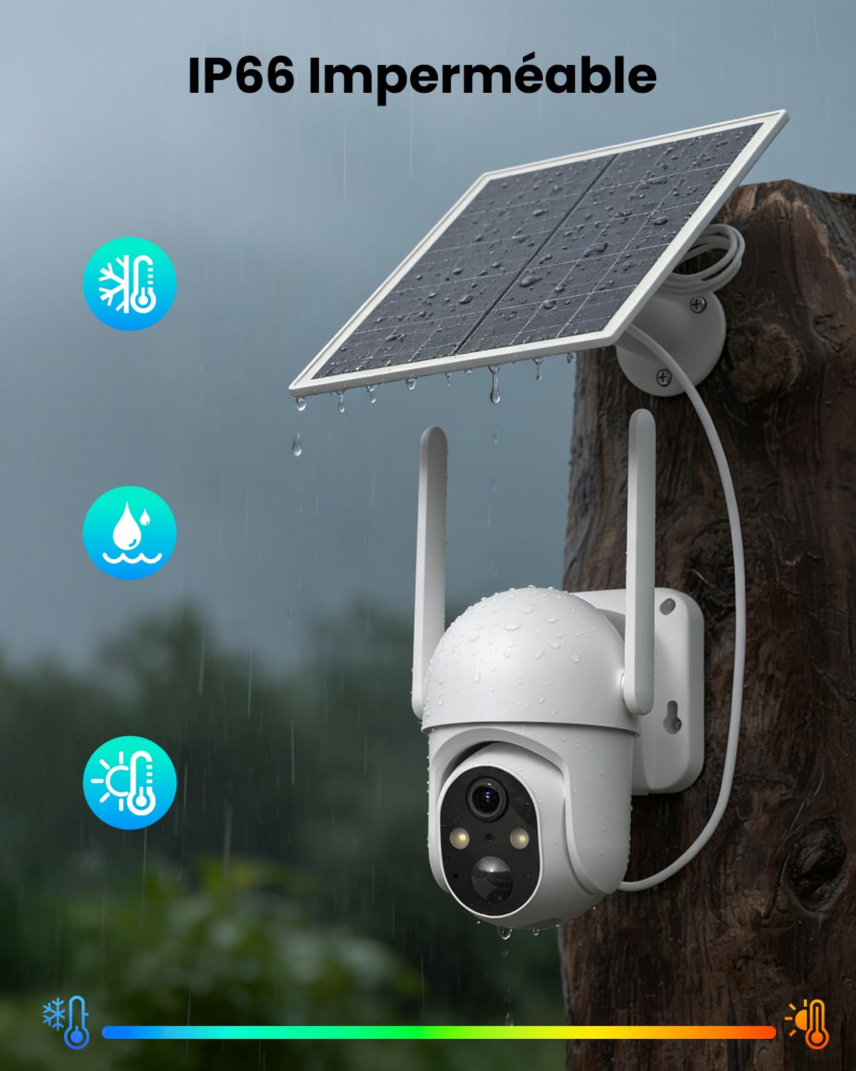 SEHMUA 4G LTE Caméra Solaire Extérieure avec Carte Sim, 2K HD IP Caméra de Surveillance sans Fil avec Panneau Solaire, Vision Nocturne Couleur et Détection PIR, Imperméable IP66