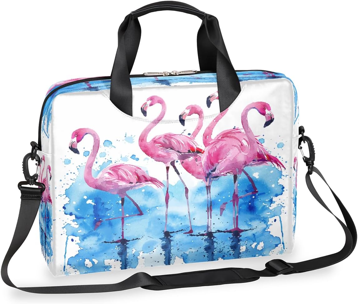 Laptop Case Dancing Flamingos Laptops Sleeve Funny Bird Shoulder Messenger Bag Briefcase Notebook Carrying Case Computer Tablet Bags with Strap Handle for Women Man Boys Girls 15.6 16 Inch