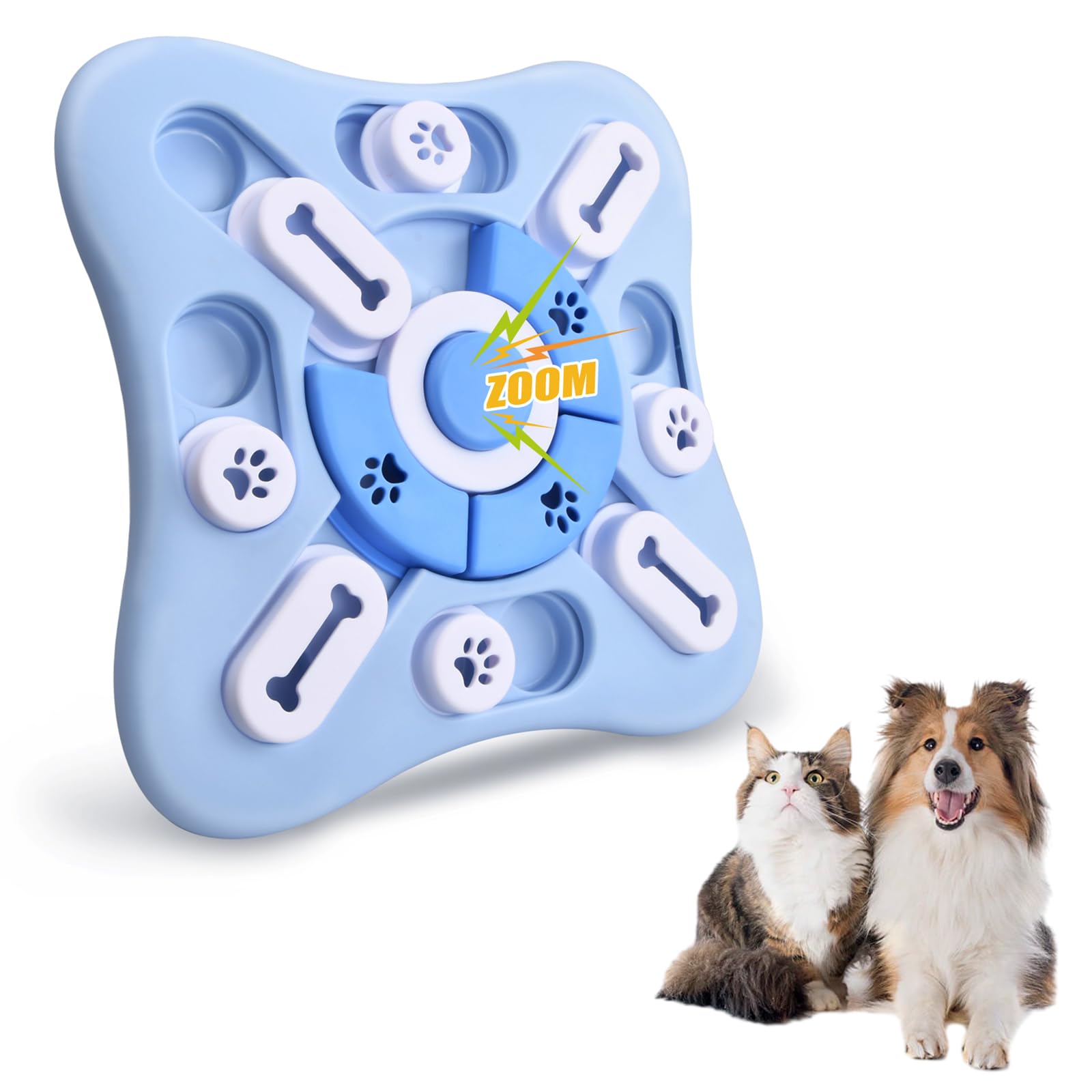 Juguetes Inteligencia Interactivo para Perros, Juguete de Rompecabezas con Chirriador, Dispensador de Golosinas de Puzzle para Mascotas, Comedero Lento para Gatos, Juguete de Estimulación Mental