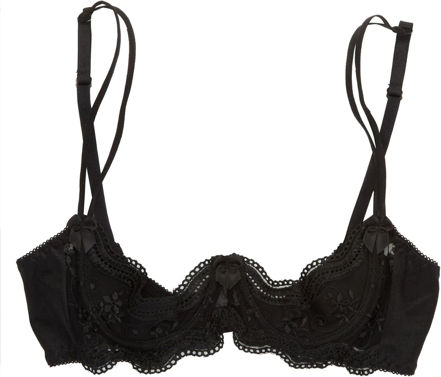 Shirley of Hollywood Women's Scalloped Embroidery Shelf Bra 331 36 Black