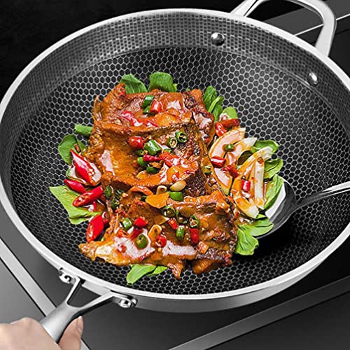 Wok antiadherente de acero inoxidable con textura panal miniatura 2