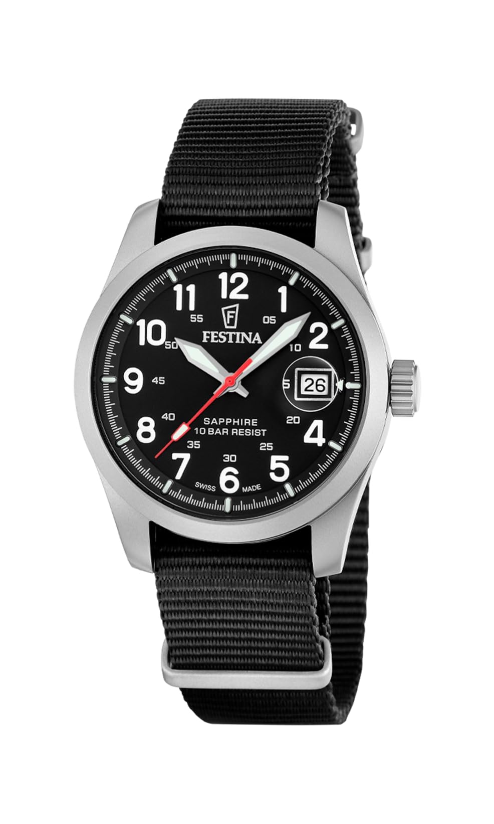 Festina F20082/3 Swiss Made Field Quartz (39mm) Black Dial Watch