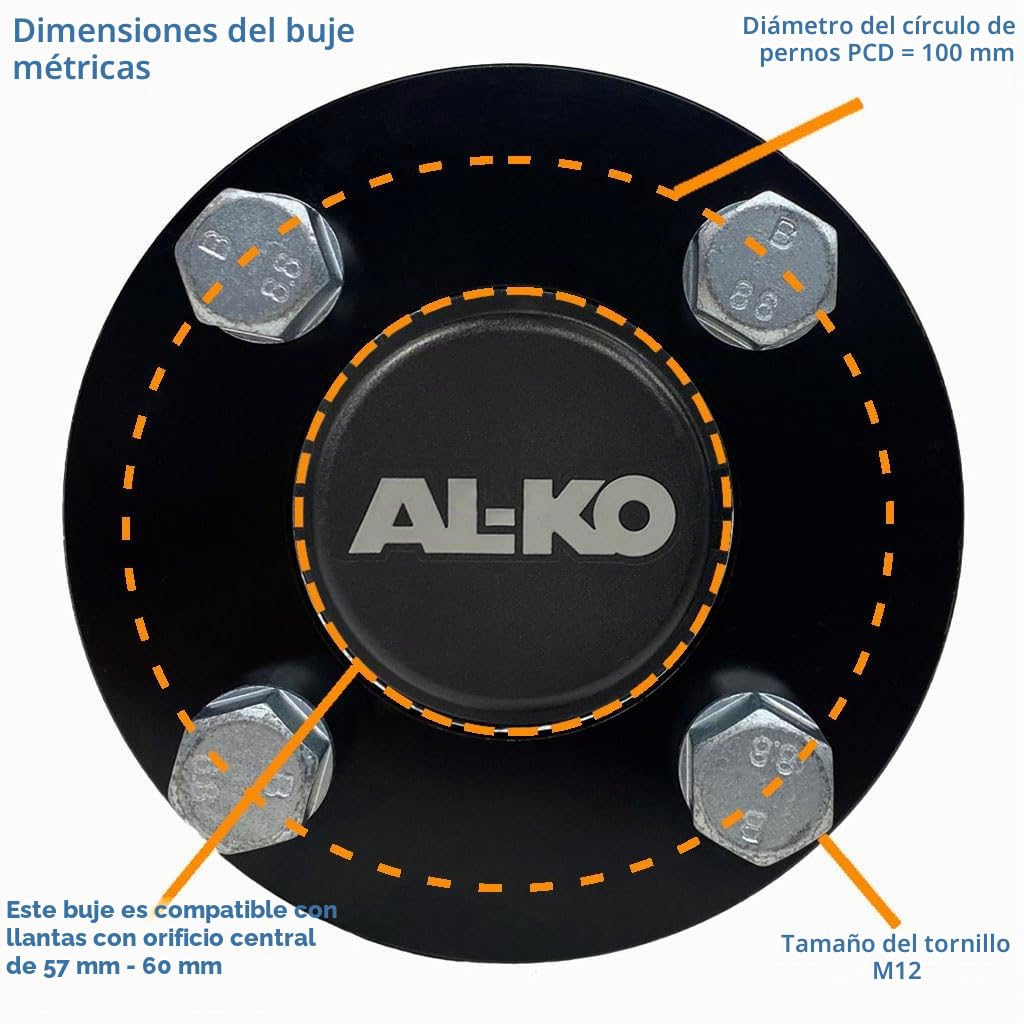 Kit de remolque 4.80/4.00x8 ruedas de 6 capas P811 4/100 mm PCD ALKO ejes de buje y tope, 690 kg