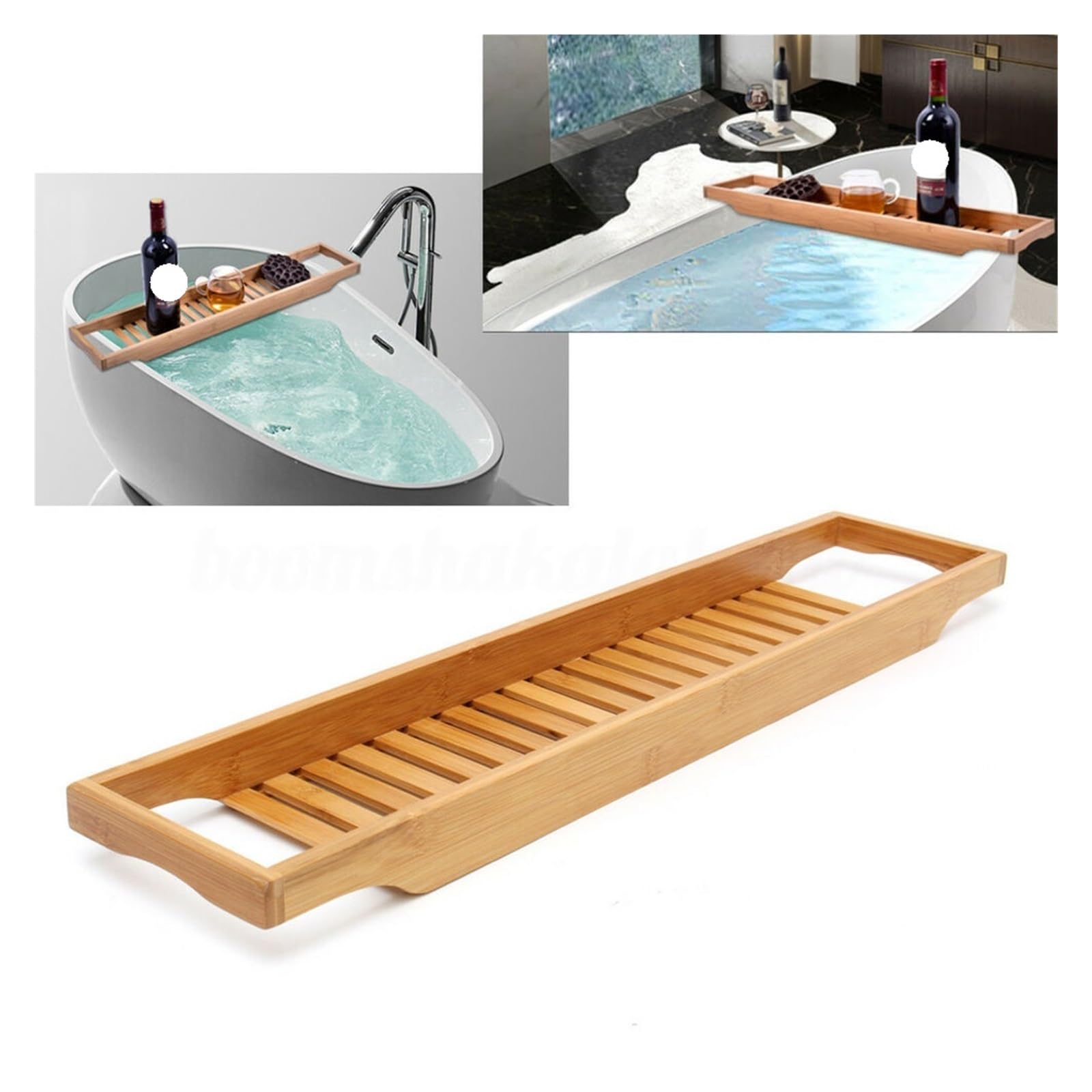 Vassoio per vasca da bagno in bambù, mensola in legno per rilassarsi nella vasca da bagno, accessorio perfetto per l'esperienza di casa e spa