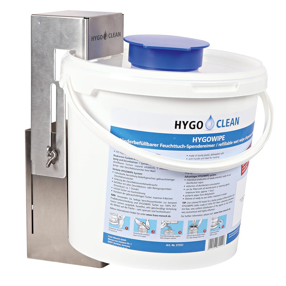 1 Stück Hygoclean Wandhalter für Spendereimer | Edelstahl, silber, L: 10,1cm, B: 8,2cm, H: 20,6cm, Wandhalter für Spendereimer, Eimerhalter