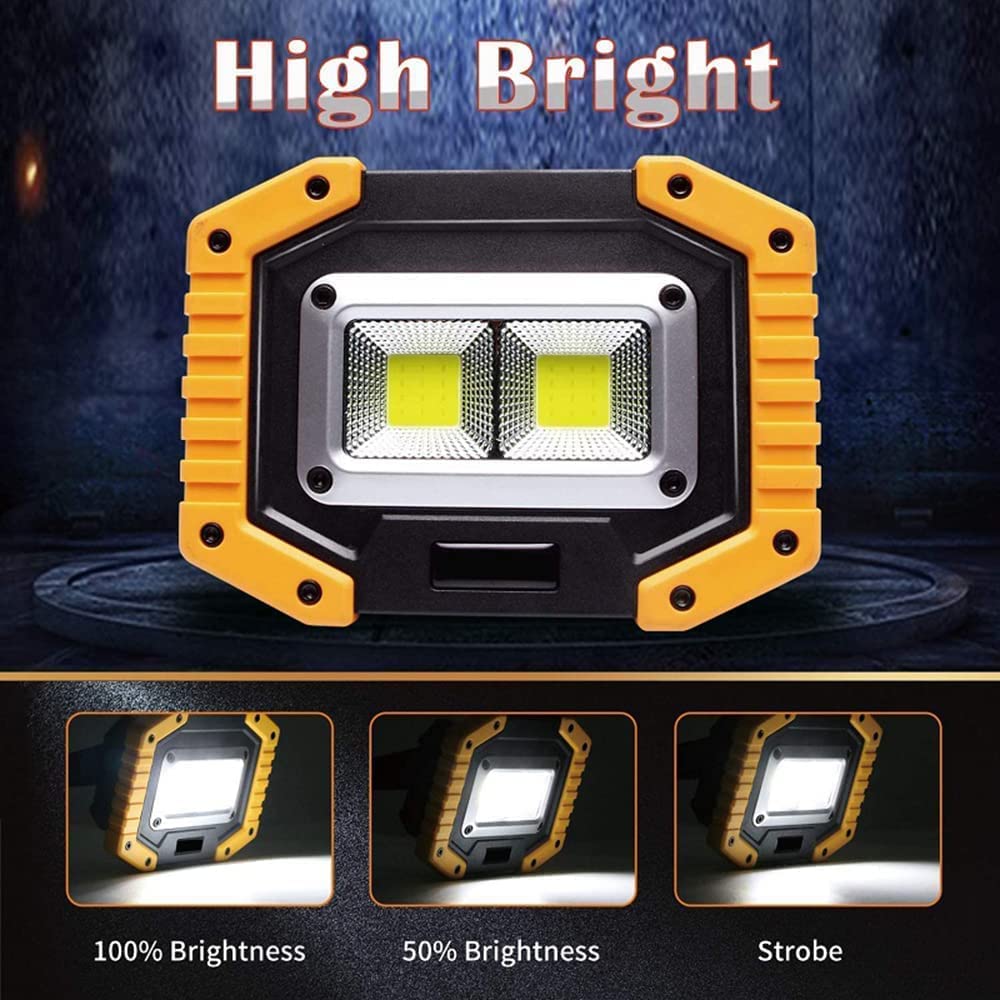 LAVEANT Rechargeable LED Work Light – 10W, 600 Lumens, 2200mAh, IP44 Waterproof, Portable Tiltable Flood Light With Stand For Garage, Camping, Car Repair