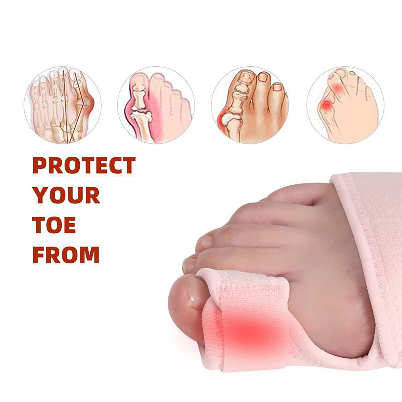 Férula para juanetes (4 Piezas) - Corrector de juanetes - Funda para Alivio del Dolor de juanetes Hallux Valgus - Corrección no quirúrgica - Enderezador de Dedos en Martillo